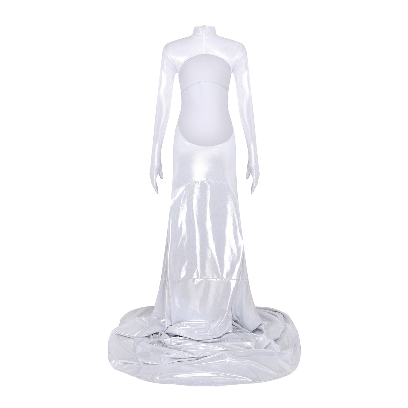 'Brigid' metallic technical jersey open-back gown image 3