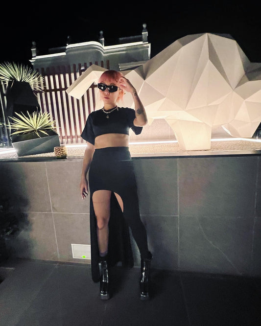 Medusa crop top in ECONYL® technical jersey.