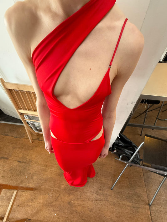 Red Lamia bodysuit in ECONYL® technical jersey.