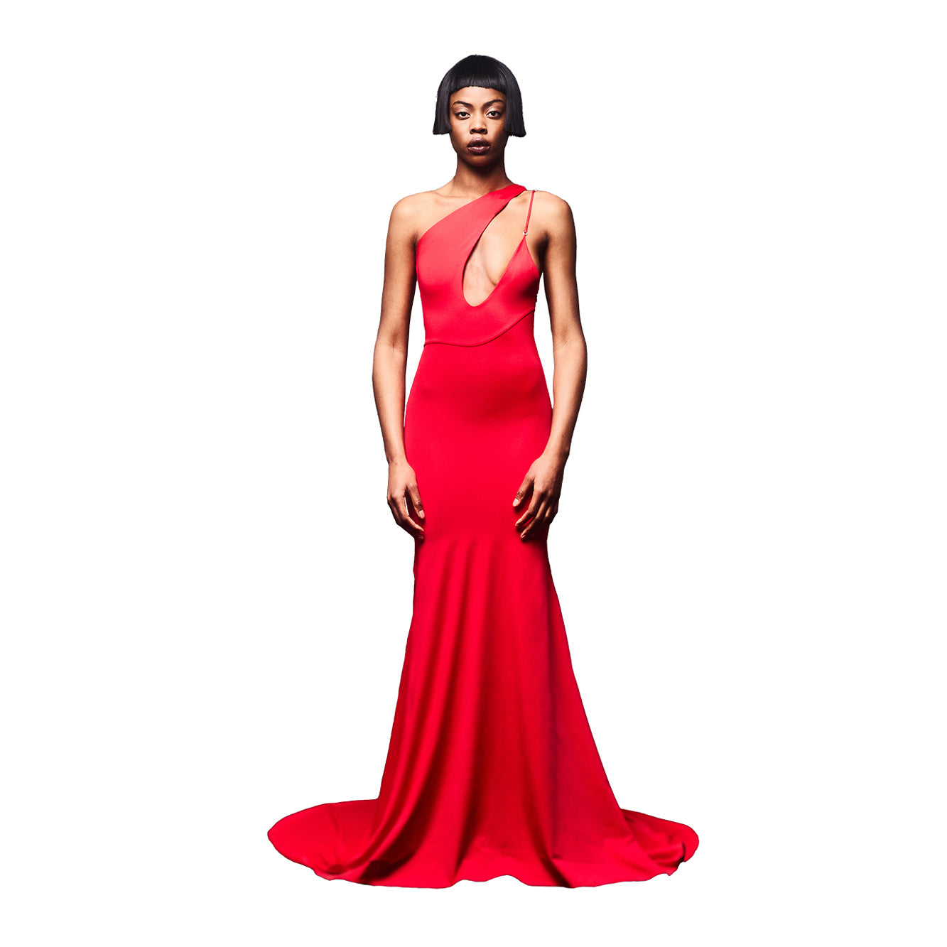'Norma' asymmetric technical jersey gown image 1