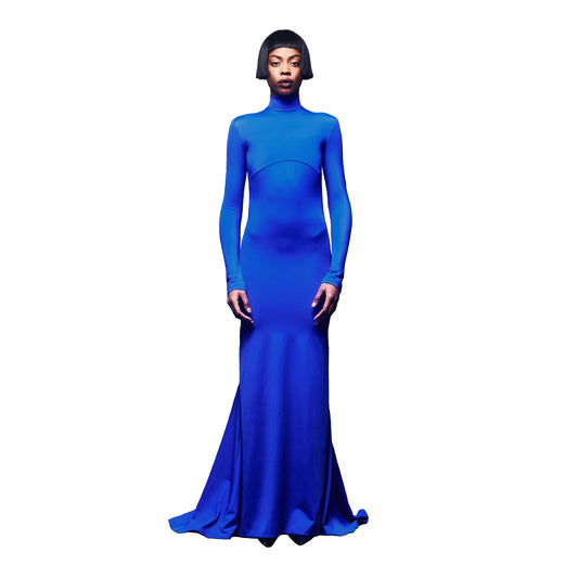 'Veda' technical jersey open-back gown image 1