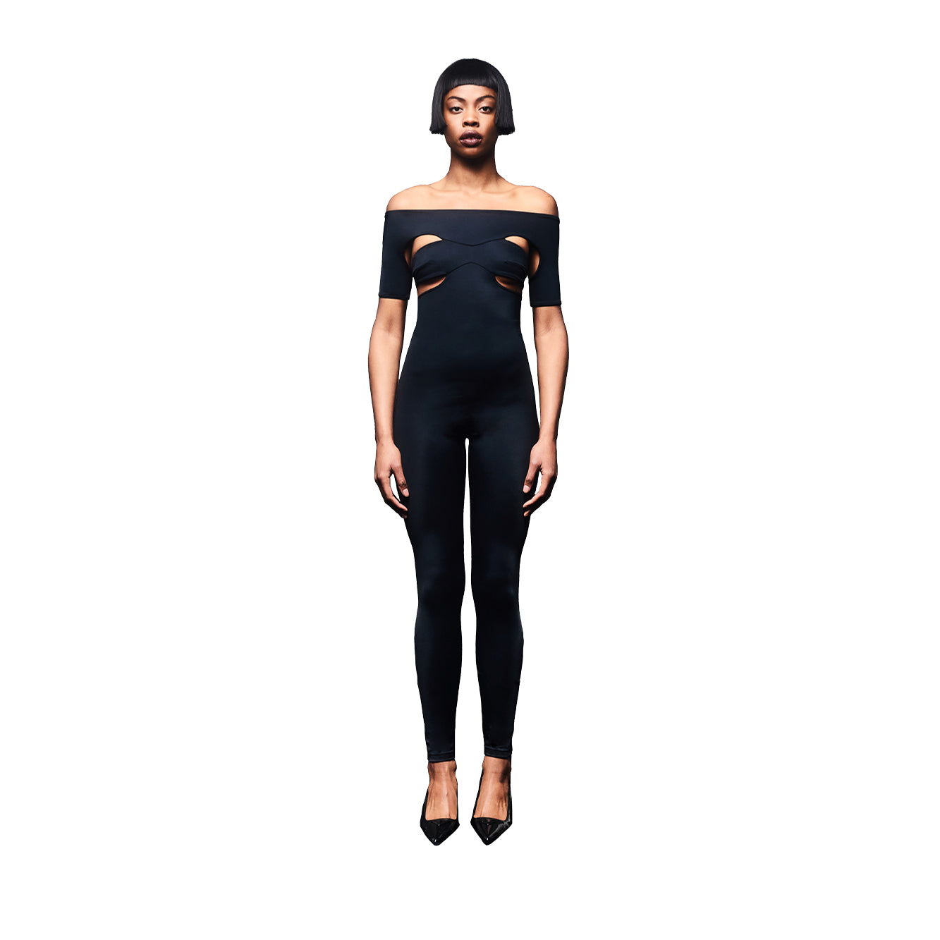 'Lana' off-shoulder technical jersey jumpsuit image 1