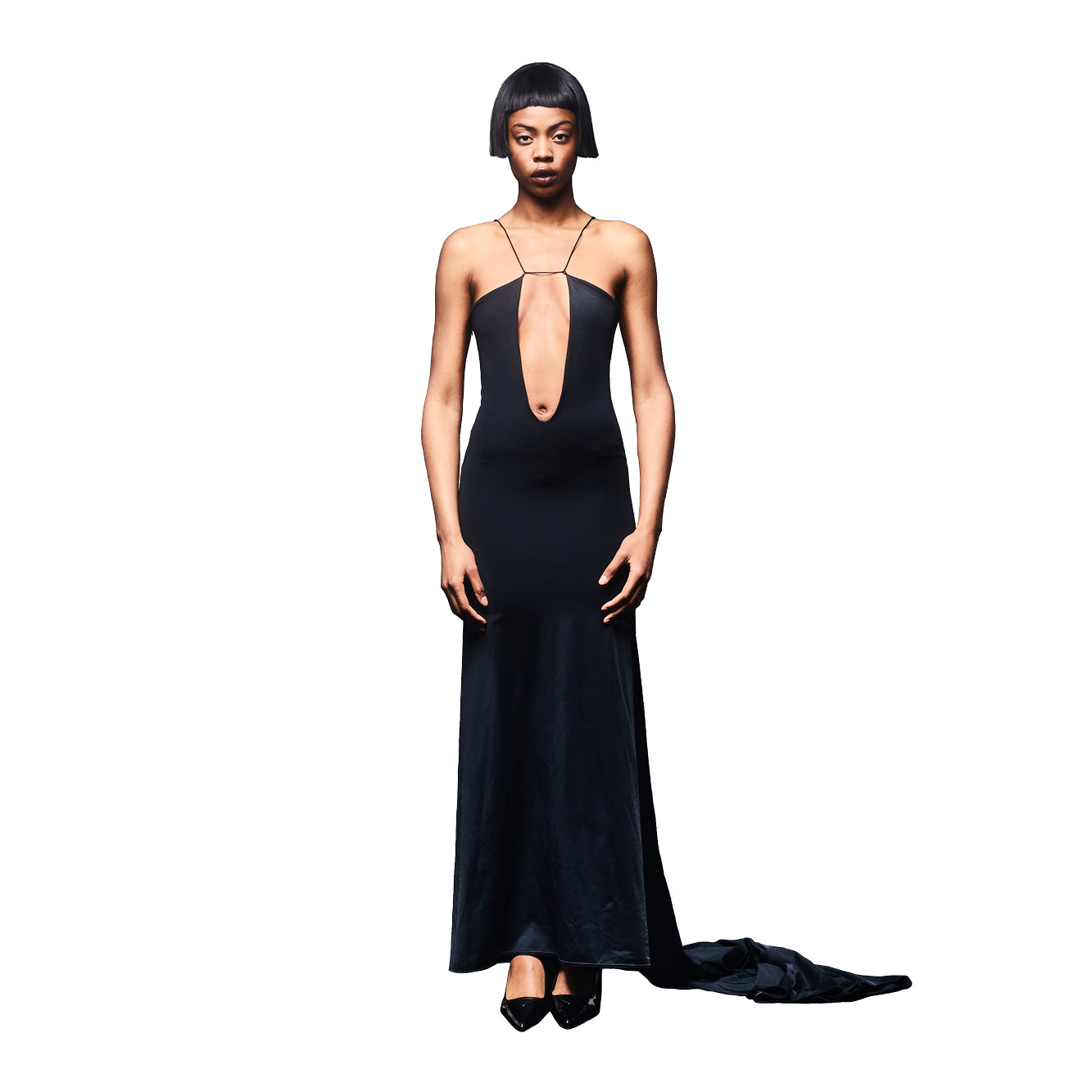 'Vera' technical jersey strap gown image 1