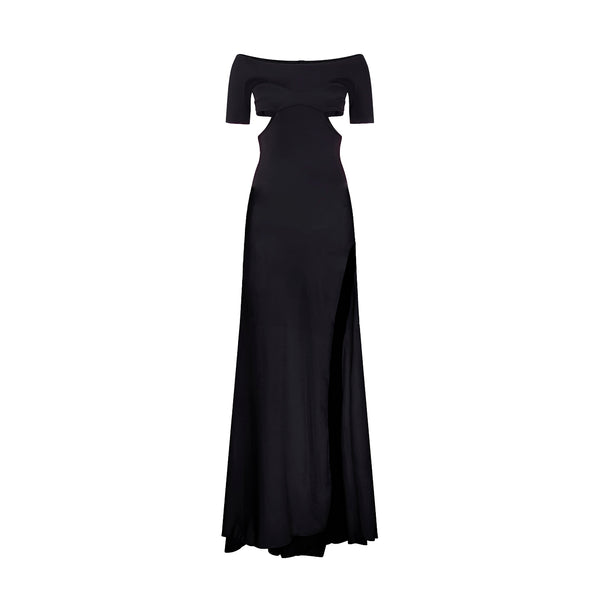 'Lana' off-shoulder technical jersey gown image 0