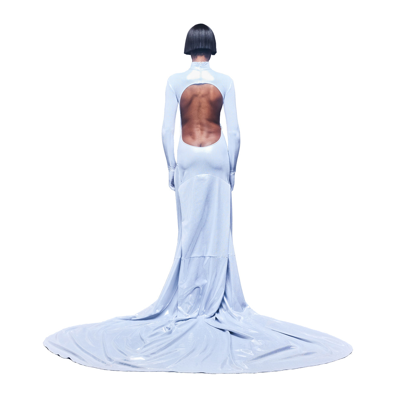 'Brigid' metallic technical jersey open-back gown image 2