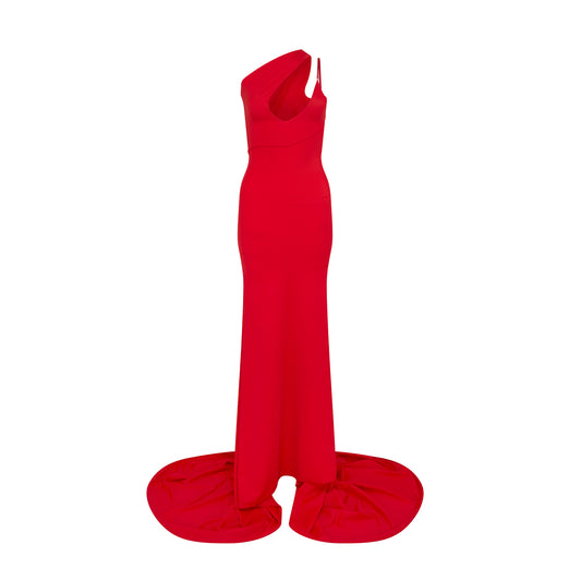 'Norma' asymmetric technical jersey gown image 0