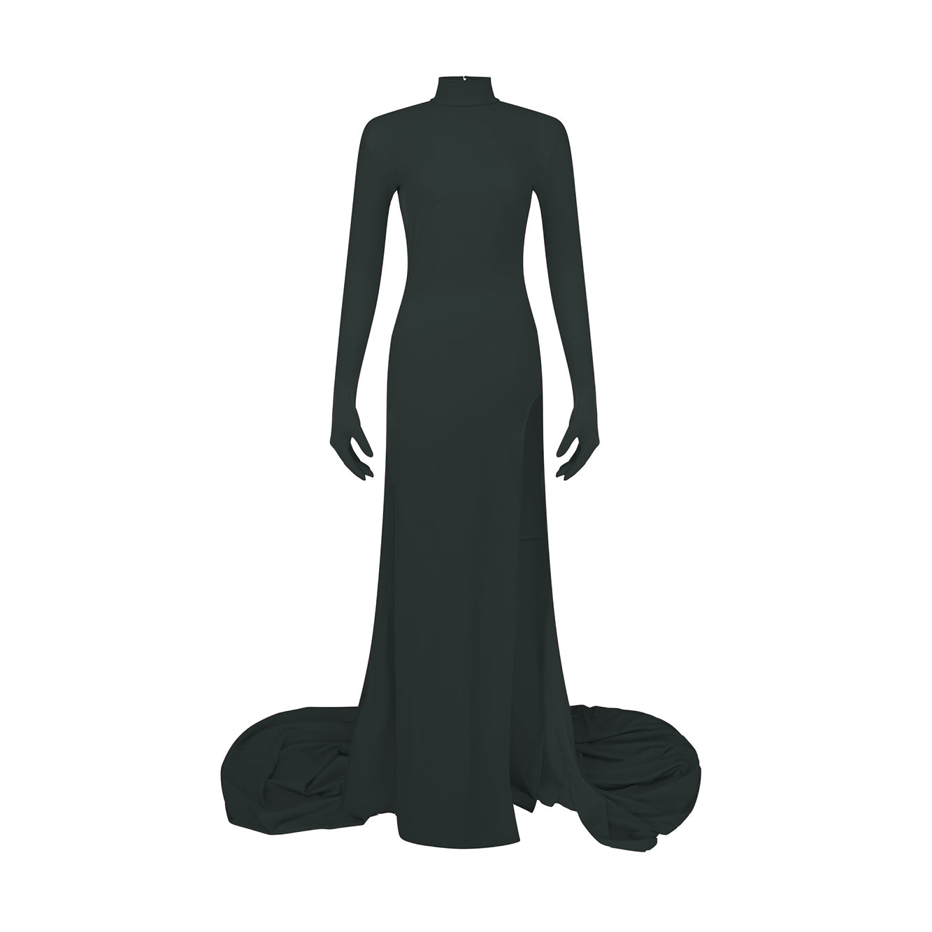 Black Apex Open-Back Gown in ECONYL® technical jersey with ultra long train
