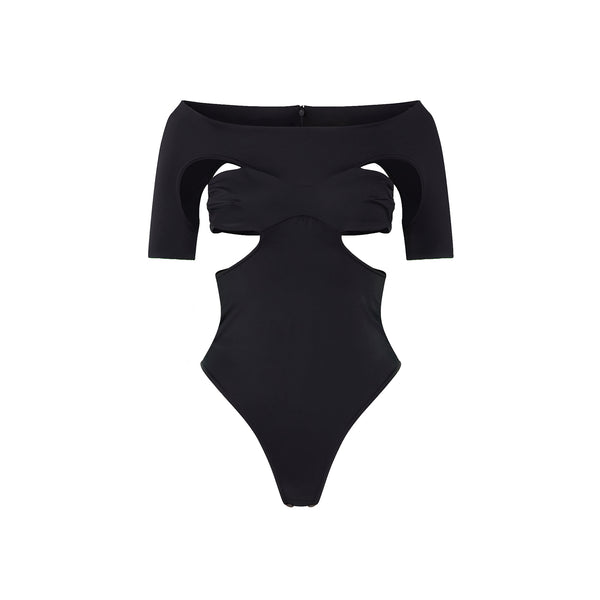 'Lana' off-shoulder technical jersey bodysuit image 0