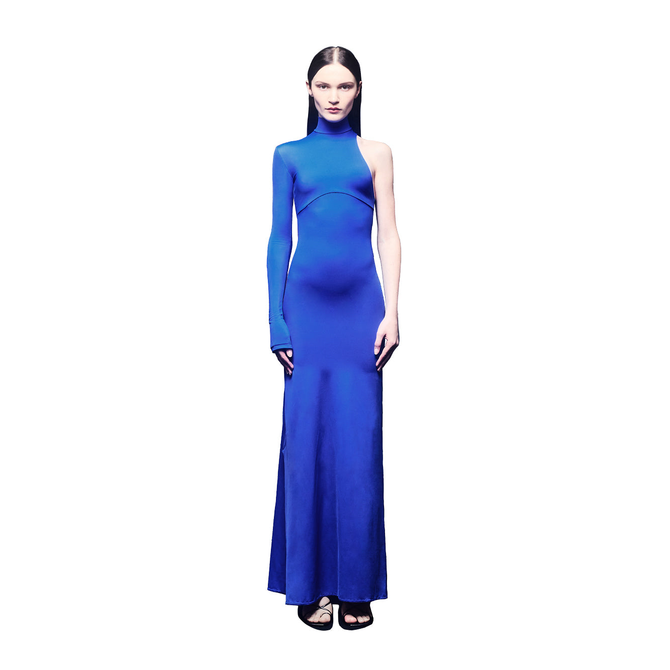 'Jean' one-sleeve technical jersey dress image 1