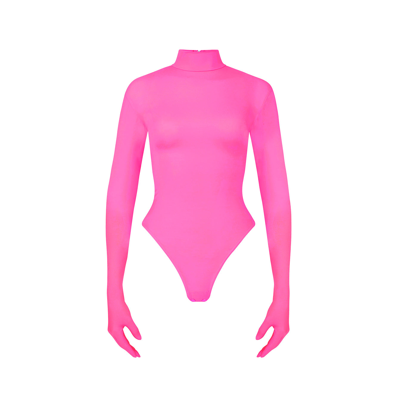Neon pink bodysuit on a white background