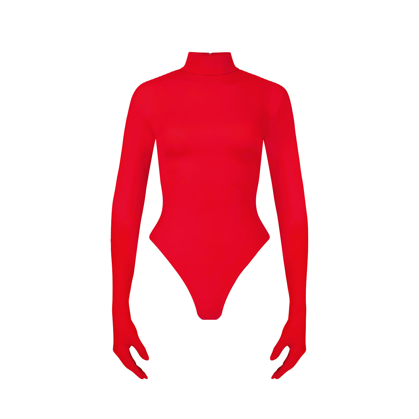Contour Bodysuit in red ECONYL® technical jersey with integrated gloves