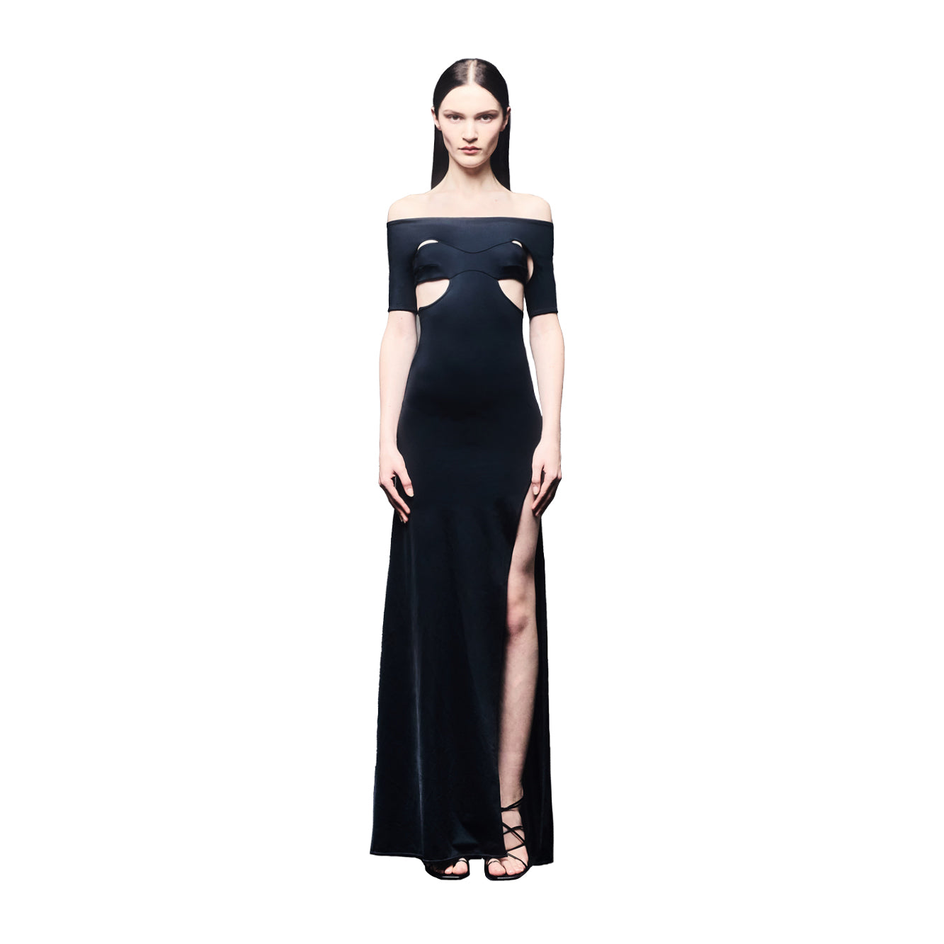 'Lana' off-shoulder technical jersey gown image 1