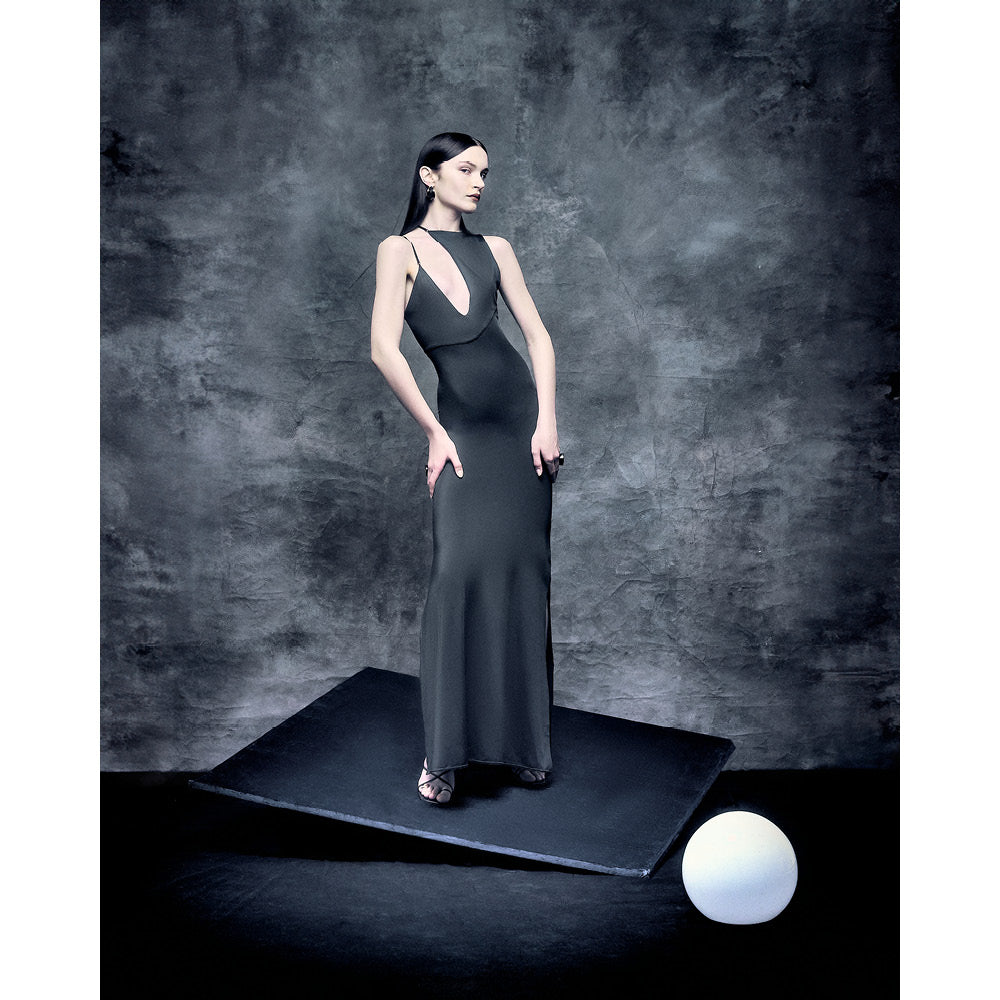 'Jennie' technical jersey strap gown image 3