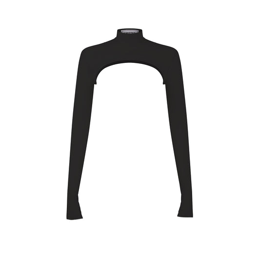Black Fang Bolero cropped top in stretch technical jersey