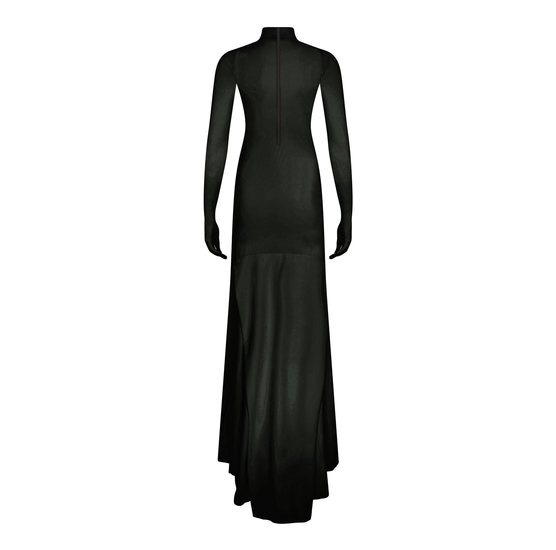 Black Siren Gown in ECONYL® technical jersey with integrated gloves