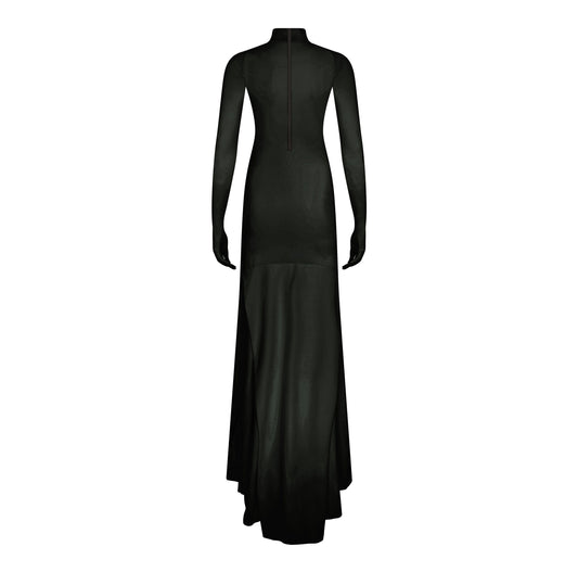 Black Siren Gown in ECONYL® technical jersey with integrated gloves