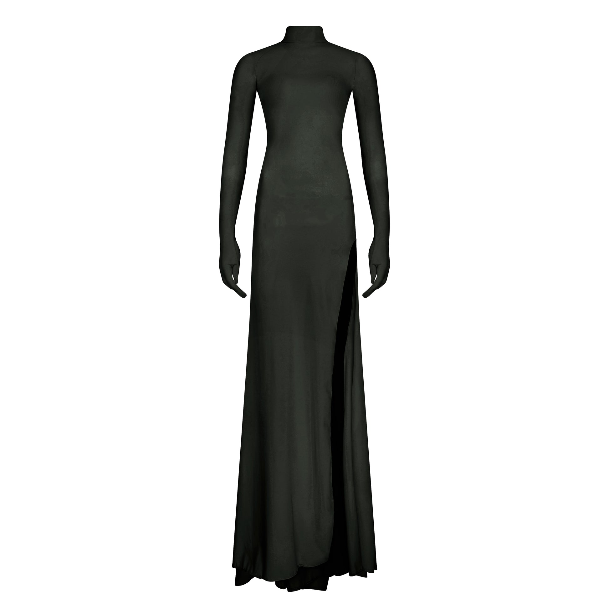Black Siren Gown in ECONYL® technical jersey with integrated gloves